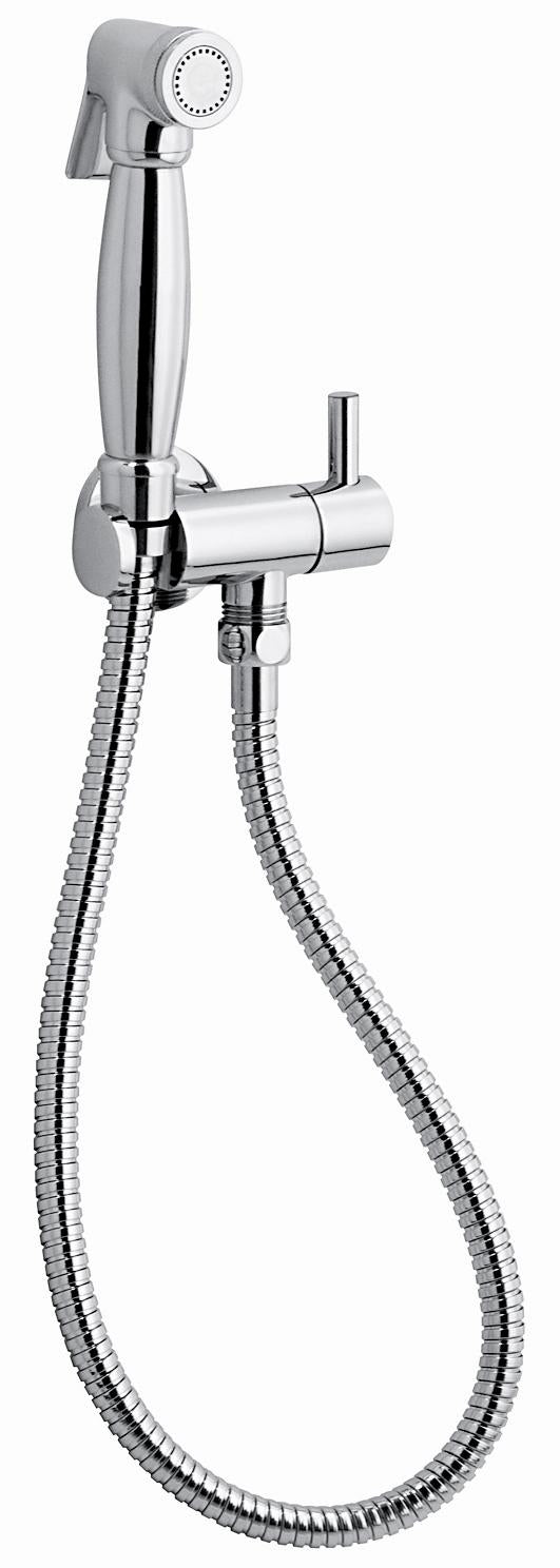 KIT SHUT-OFF IDROSCOPINO IN OTTONE CROMATO CON DOCCETTA RUBINETTO DI CHIUSURA E FLEX MADE IN ITALY