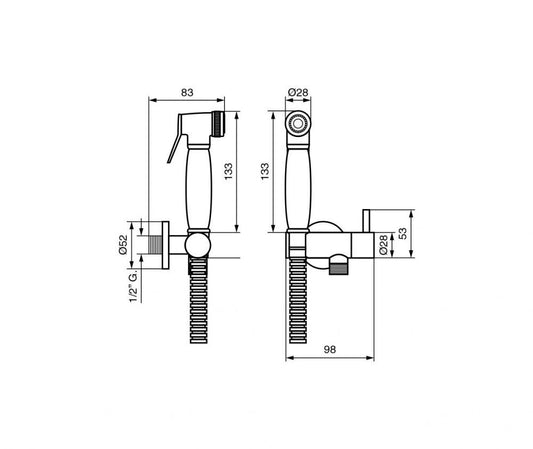 KIT SHUT-OFF IDROSCOPINO IN OTTONE CROMATO CON DOCCETTA RUBINETTO DI CHIUSURA E FLEX MADE IN ITALY