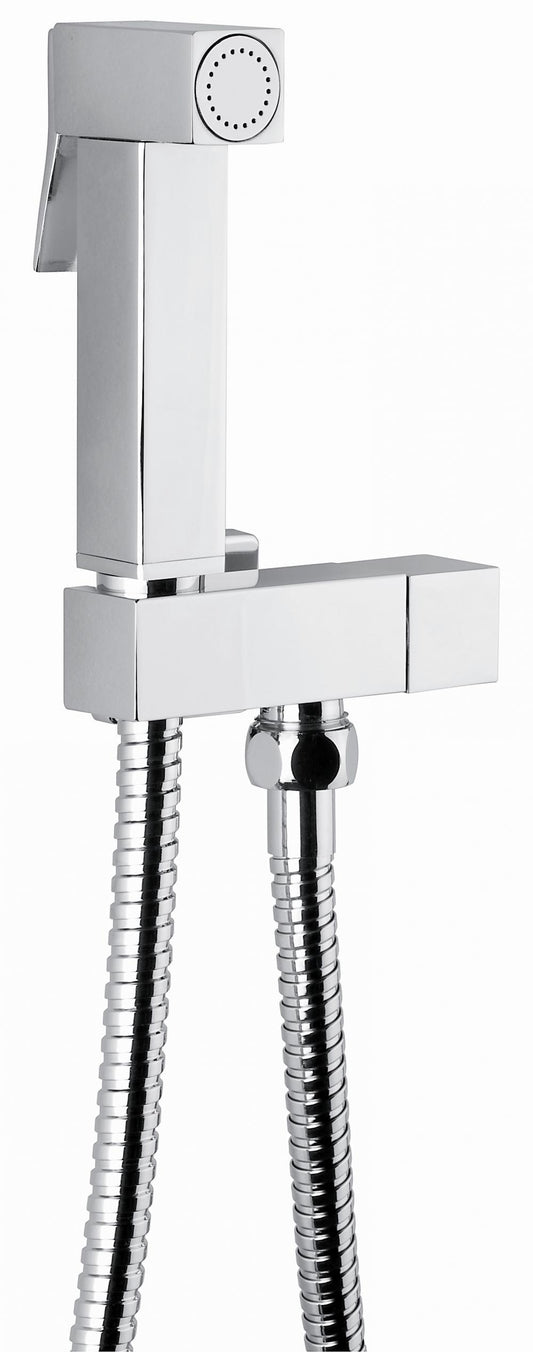 KIT SHUT-OFF IDROSCOPINO QUADRO OTTONE CROMATO DOCCETTA RUBINETTO DI CHIUSURA FLEX