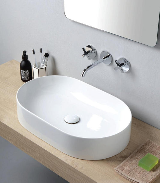 LAVABO DA APPOGGIO ECO 60 CM 60X37 H 12 CERAMICA BIANCO