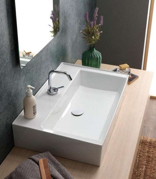 LAVABO DA APPOGGIO JOLLY RETTANGOLARE CM 71X46 H 14 CERAMICA BIANCO