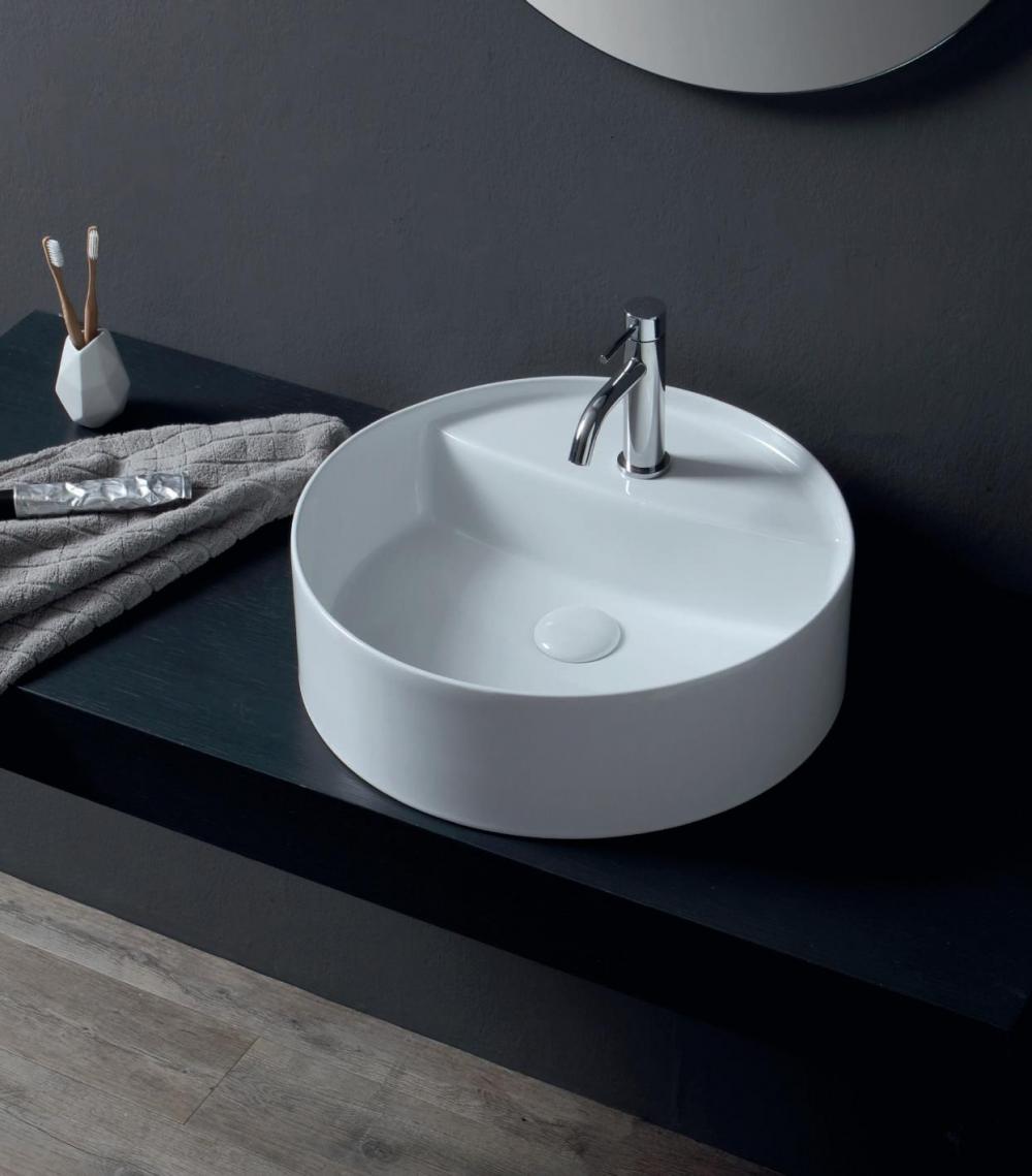LAVABO DA APPOGGIO LOVELY 45 TONDO CM 45 H 15 CERAMICA BIANCO