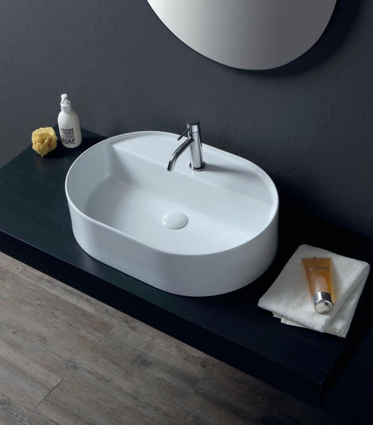 LAVABO DA APPOGGIO LOVELY 60 CM 60X42 H 15 CERAMICA BIANCO