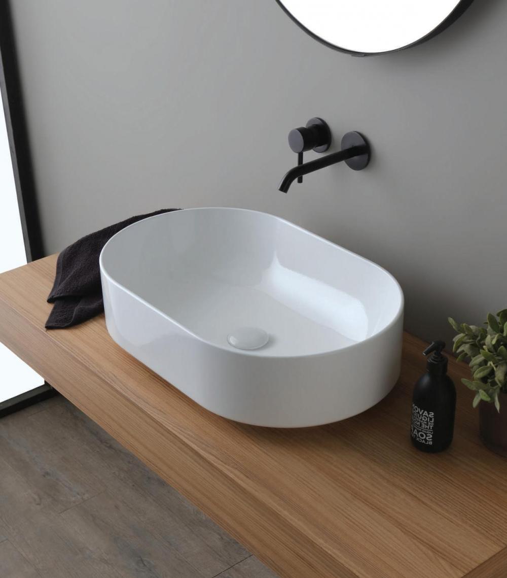 LAVABO DA APPOGGIO SMART 60 CM 60X38 H 16 CERAMICA BIANCO