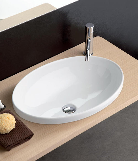LAVABO DA INCASSO CM.4 OVALE SOFTLY CM.60X42 CERAMICA BIANCO