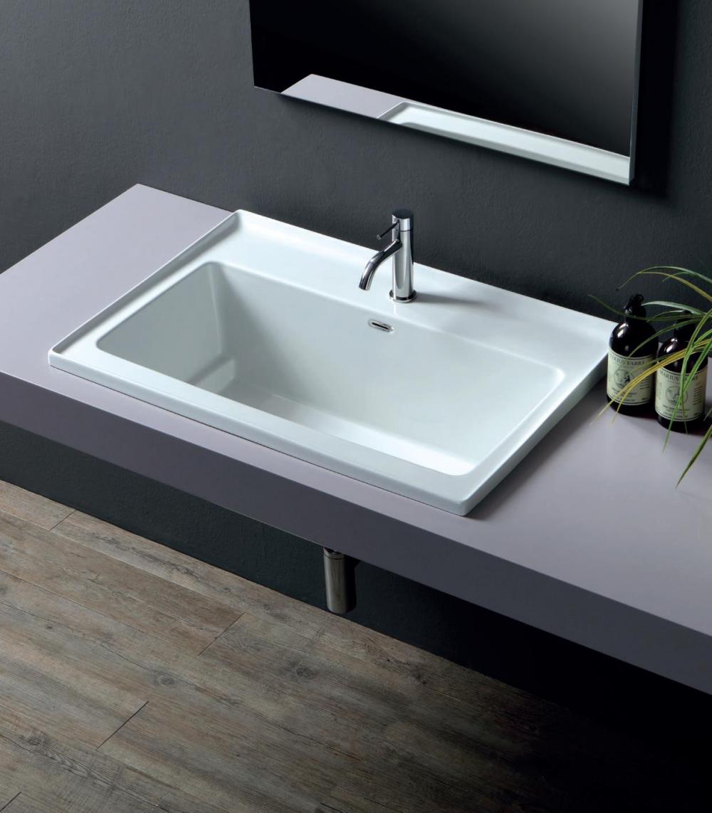 LAVABO IN CERAMICA MULTIUSO JOLLY 75 76X51,5 MONOFORO BIANCO RETTIFICATO
