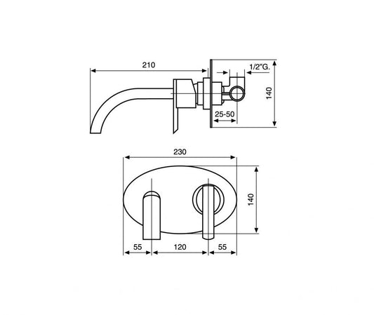 MISCELATORE LAVABO A MURO ELLY EMMEVI MADE IN ITALY