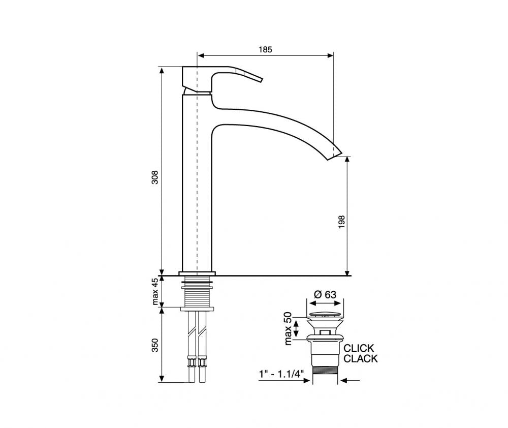 MISCELATORE LAVABO ALTO NIAGARA EMMEVI CROMATO MADE IN ITALY