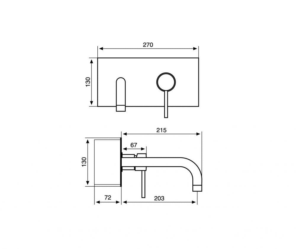 MISCELATORE LAVABO INCASSO A MURO CON PLACCA PIPER EMMEVI CROMO MADE IN ITALY