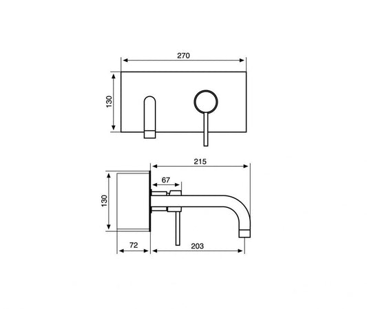 MISCELATORE LAVABO INCASSO A MURO CON PLACCA PIPER EMMEVI CROMO MADE IN ITALY