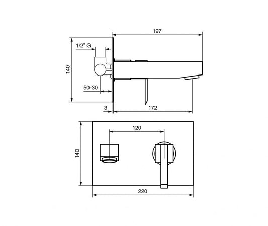 MISCELATORE LAVABO INCASSO A MURO CROMATO SICILY EMMEVI MADE IN ITALY