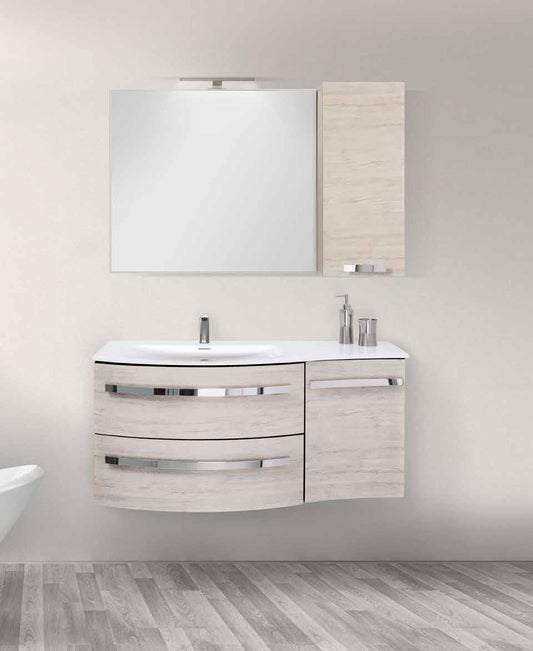 MOBILE BAGNO CIRCLE 110.1 FINITURA LEGNO K001 CONSOLLE INTEGRALE SPECCHIO PENSILE