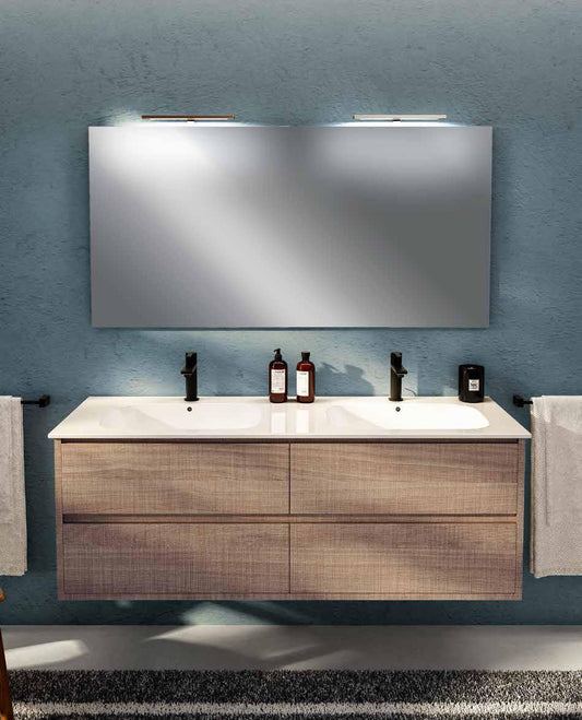 MOBILE BAGNO CLEVER 141 DOPPIO LAVABO CONSOLLE IN RESINA E SPECCHIO