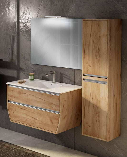 MOBILE BAGNO JOLLY 105+52 CONSOLLE IN RESINA E SPECCHIO E COLONNA