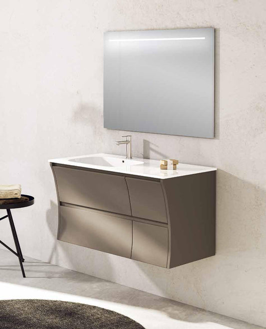 MOBILE BAGNO TWIST 105 4 CASSETTI CONSOLLE IN RESINA E SPECCHIO