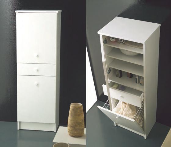 MOBILE LAVANDERIA CAMPIONARIO BEGONIA BIANCO CM.46,5X34X137,5 1 ANTA DX CASSETTO 1 PORTABIANCHERIA