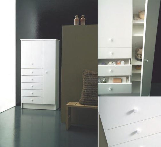 MOBILE LAVANDERIA GARDENIA BIANCO CM.71,5X34X137,5 2 ANTE 5 CASSETTI