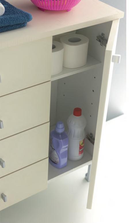 MOBILE LAVANDERIA MULTIUSO BIANCO-AVANA CM.72,5X35,5X83,5 1 ANTA 4 CASSETTI