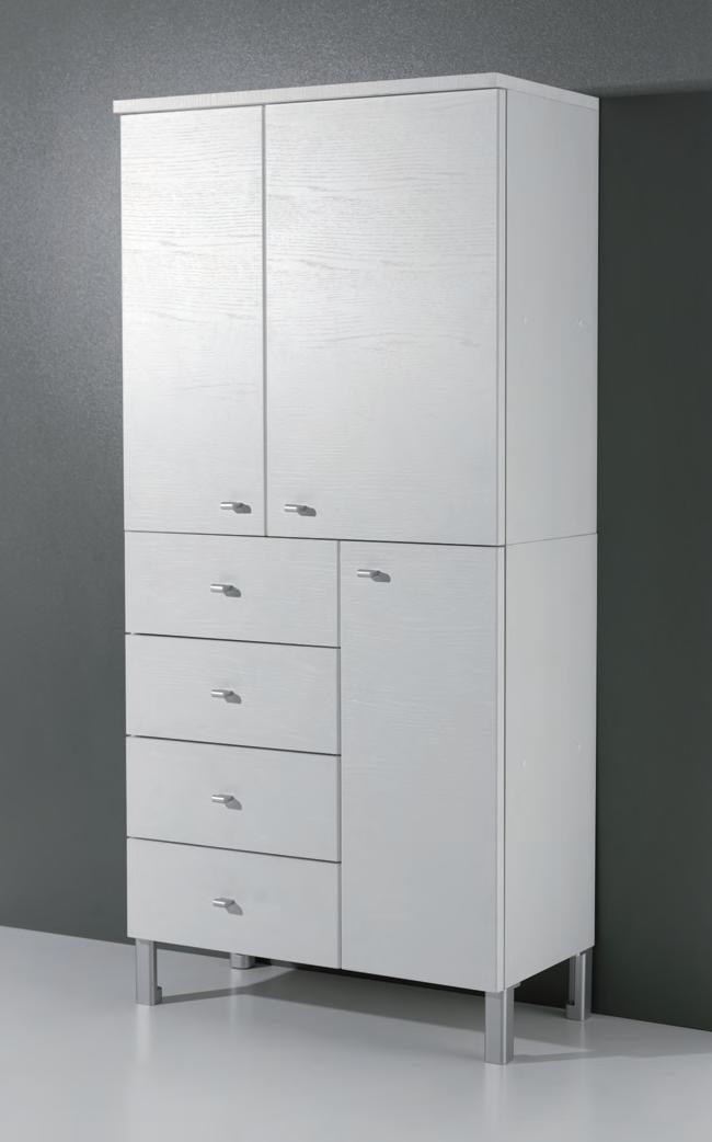 MOBILE LAVANDERIA MULTIUSO BIANCO CM.72,5X35,5X153,5 3 ANTE 4 CASSETTI