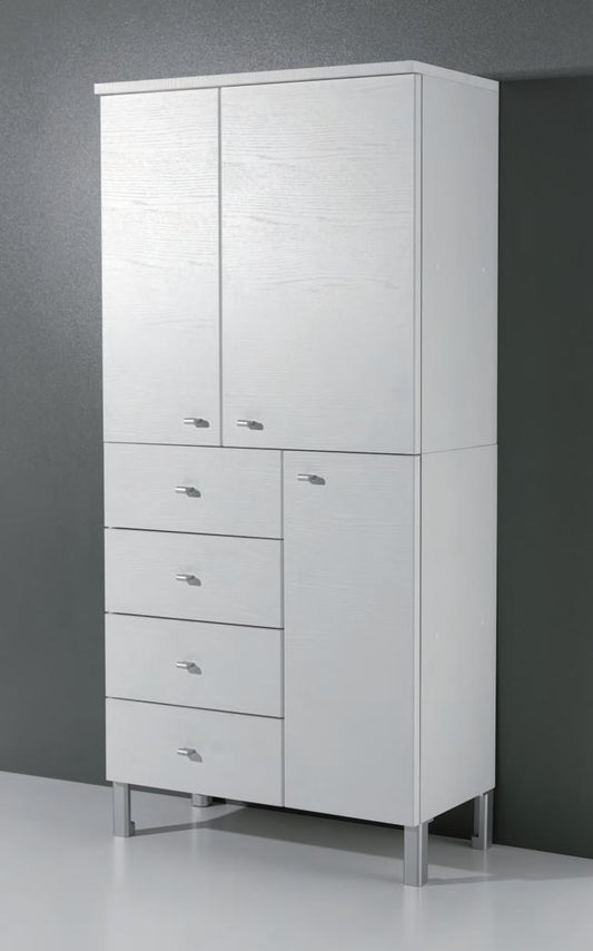 MOBILE LAVANDERIA MULTIUSO BIANCO CM.72,5X35,5X153,5 3 ANTE 4 CASSETTI