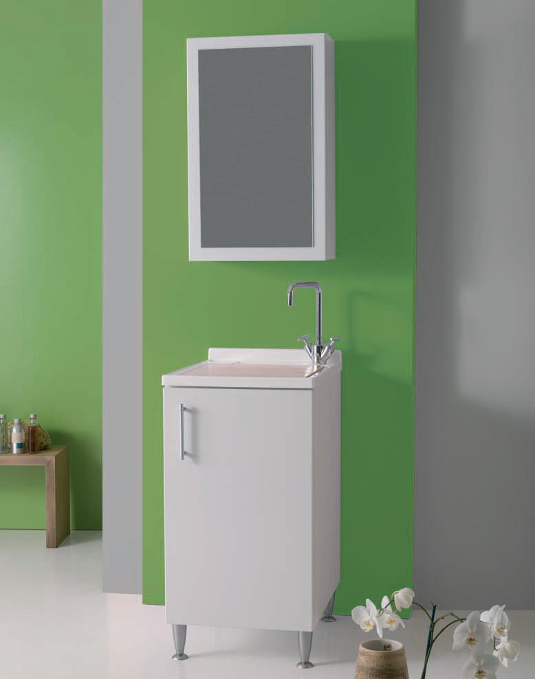 MOBILE LAVATOIO CM.50X50 LUNAROSSA BIANCO ASSE IN LEGNO E SPECCHIO CONTENITORE