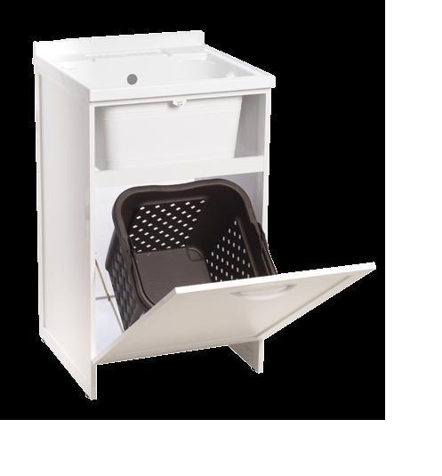 MOBILE LAVATOIO CM.60X50 CON PORTABIANCHERIA SERIE ESTERNO STRUTTURA ALLUMINIO BIANCO