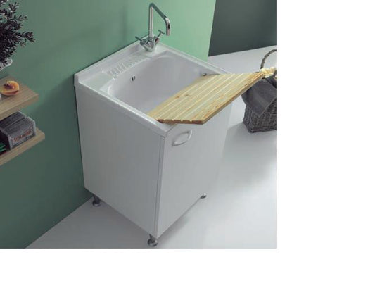 MOBILE LAVATOIO VASCA RESISTENTE ACIDI CM.50X50 LADY BIANCO CON ASSE IN LEGNO