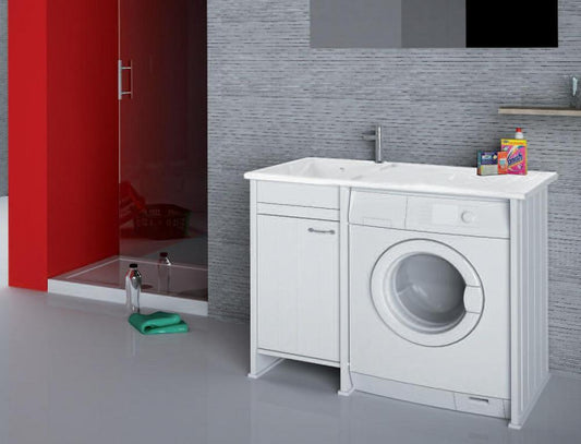 MOBILE PVC LAVATOIO CON COPRILAVATRICE CM.109X60 1 ANTA COMPATTA PER ESTERNO O INTERNO