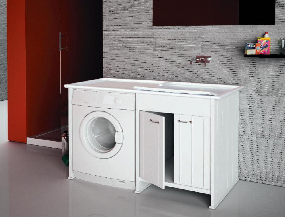 MOBILE PVC LAVATOIO CON COPRILAVATRICE CM.124X60 2 ANTE COMPATTA