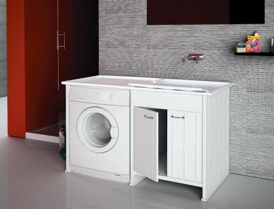 MOBILE PVC LAVATOIO CON COPRILAVATRICE CM.124X60 2 ANTE COMPATTA
