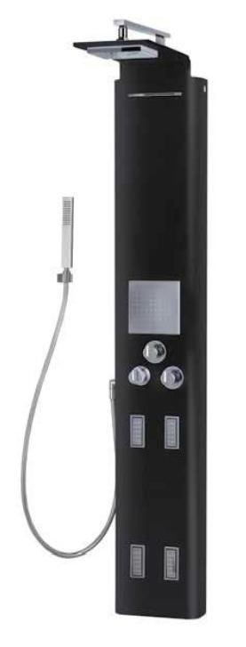 PANNELLO DOCCIA AQUASTAR NERO IDROMASSAGGIO-TERMOSTATICO-CASCATA