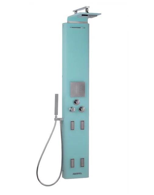 PANNELLO DOCCIA AQUASTAR VERDE ACQUA IDROMASSAGGIO-TERMOSTATICO-CASCATA