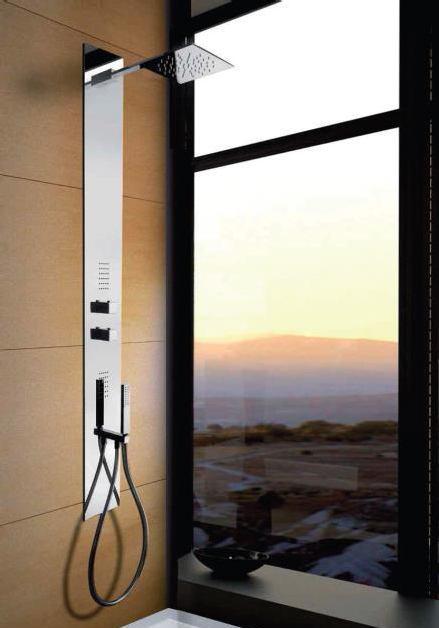PANNELLO DOCCIA STEEL INCASSO INOX LUCIDO IDROMASSAGGIO-TERMOSTATICO