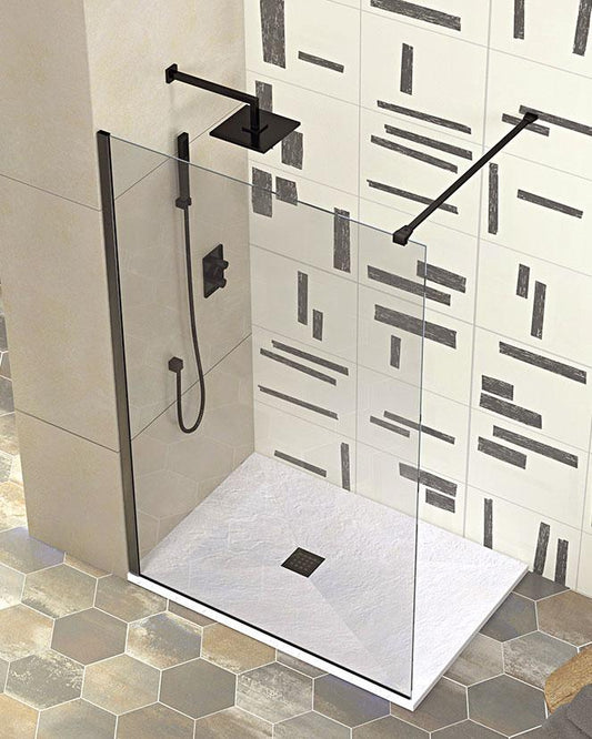 PARATIA DOCCIA WALK IN DARK 80X200 NERO CRISTALLO FUME SP 8MM