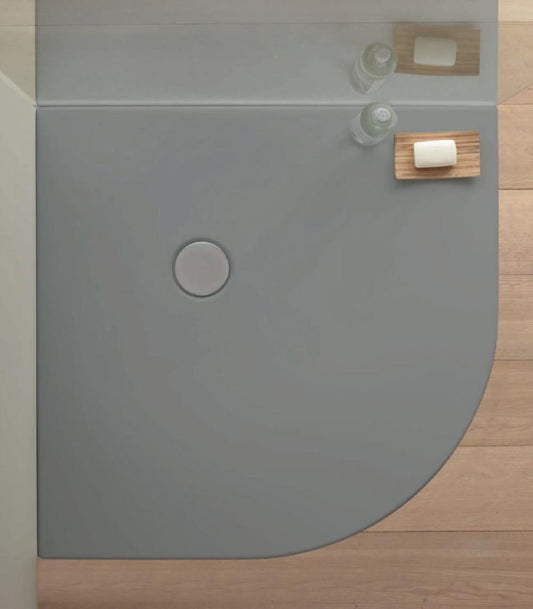 PIATTO DOCCIA ACRILICO RINFORZATO BIANCO SEMICIRCOLARE 80X80 H.3 CON SIFONE RIBASSATO MADE IN ITALY