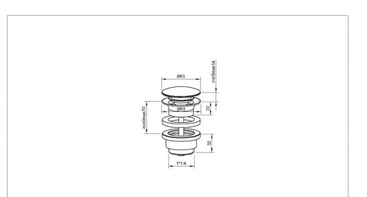 PILETTA DUAL UNIVERSAL SCARICO AUTOMATICO CLICK-CLACK 11/4 COVER CERAMICA CONVERTIBILE SCARICO LIBERO