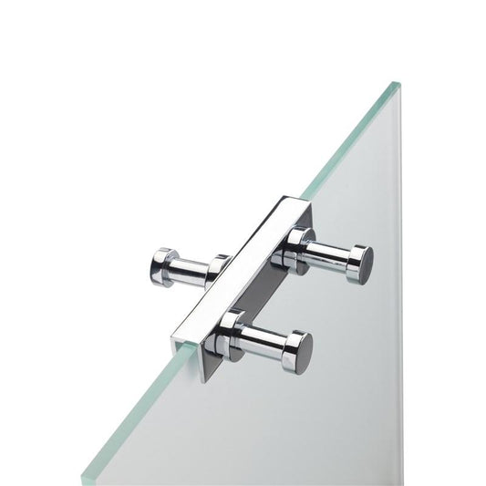 PORTA ACCAPPATOIO DOPPIO OTTONE CROMATO PER LATO DOCCIA VETRO 6/8MM