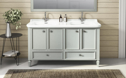 ARREDO BAGNO MOBILE DOPPIO LAVABO PROVENCE PRO150B CM 150 BIANCO VENEZIANO