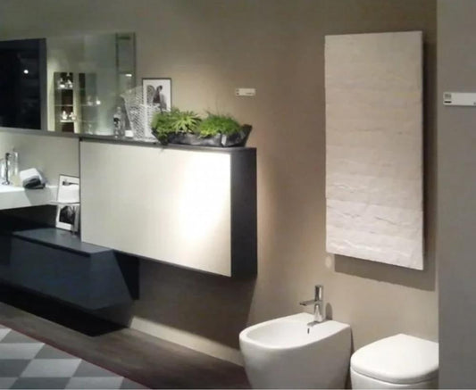RADIATORE D'ARREDO TOSCANA 110X55 IN MARMO BIANCO CON KIT VALVOLA TESTA TERMOSTATICA