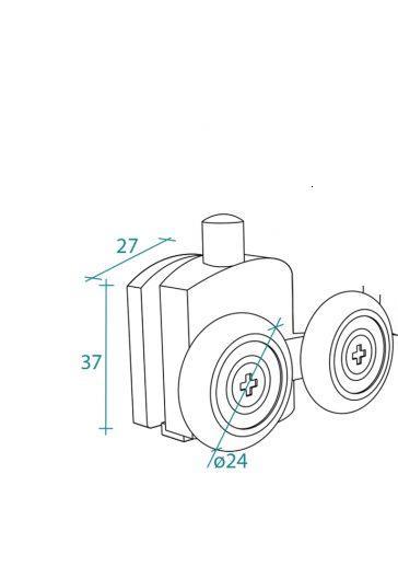 RICAMBIO CARRELLO INFERIORE RUOTE CUSCINETTI BOX ANTE SGANCIABILI DOCCIA TONDO R550 DADO PER VETRO 6MM