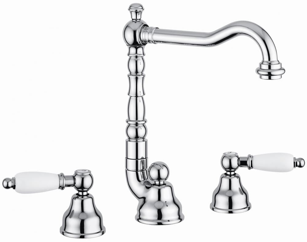 RUBINETTO LAVABO 3 FORI CROMO DECO CERAMIC VITONE CERAMICO MADE IN ITALY