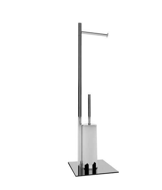 Set di 2 Accessori Piantane Lavabo e WC - Modello PT0708,Cromo, Made in Italy