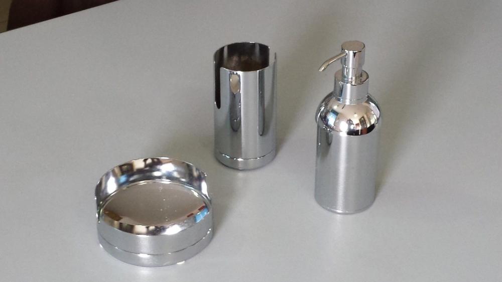 SET ACCESSORI DA APPOGGIO P.SAPONE-P.BICCHIERE-DISPENSER EGO CROMO MADE IN ITALY