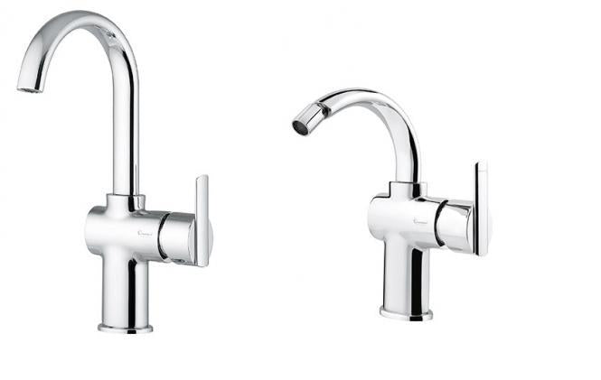 SET COMPLETO MISCELATORI LAVABO E BIDET ELLY CURVO CROMATO MADE IN ITALY