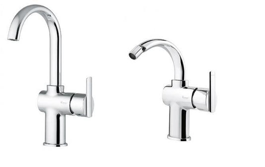 SET COMPLETO MISCELATORI LAVABO E BIDET ELLY CURVO CROMATO MADE IN ITALY