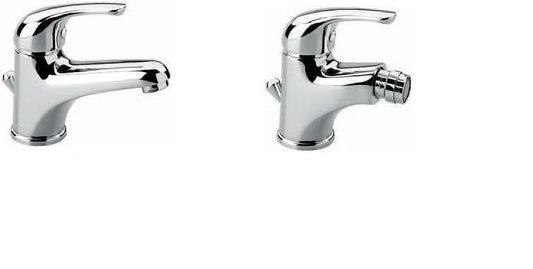 SET COMPLETO MISCELATORI LAVABO E BIDET GIGLIO CROMATO MADE IN ITALY