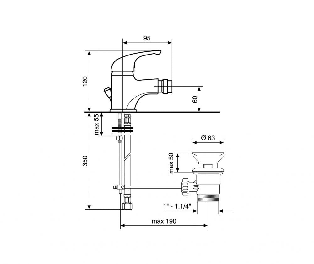 SET COMPLETO MISCELATORI LAVABO E BIDET GIGLIO CROMATO MADE IN ITALY