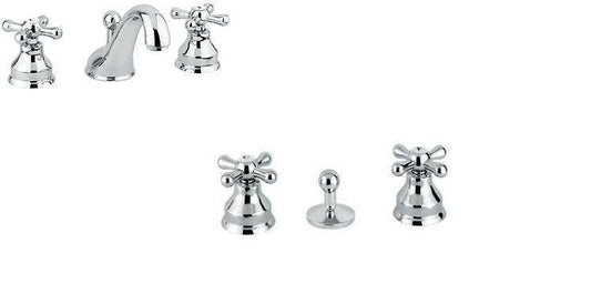 SET COMPLETO RUBINETTI 3 FORI LAVABO E BIDET STELLA CROMATO MADE IN ITALY