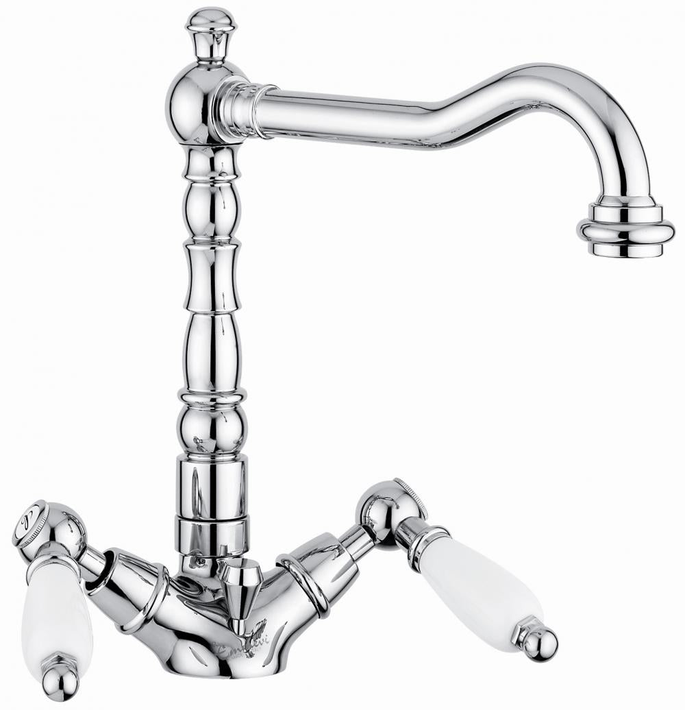 SET COMPLETO RUBINETTI MONOFORO LAVABO E BIDET DECO' CERAMIC CROMO MADE IN ITALY