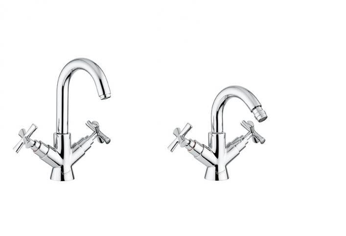 SET COMPLETO RUBINETTI MONOFORO LAVABO E BIDET SPIRIT NEW CROMATO MADE IN ITALY